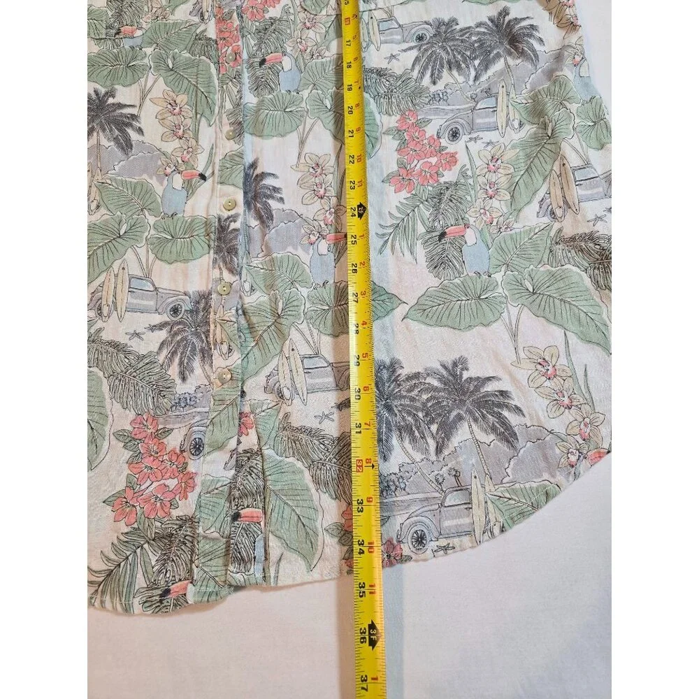 C&C California‎ Womens Tropical Print Sleeveless Linen Button-Down dress Size 3X - Picture 12 of 13